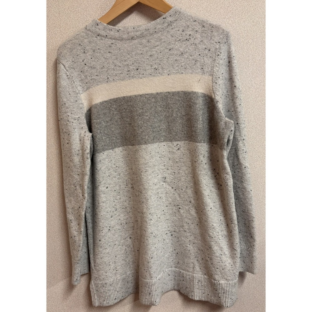 LOFT Gray Cream Flecked Knit Sweater Women's Cozy Soft Academia Relaxed
